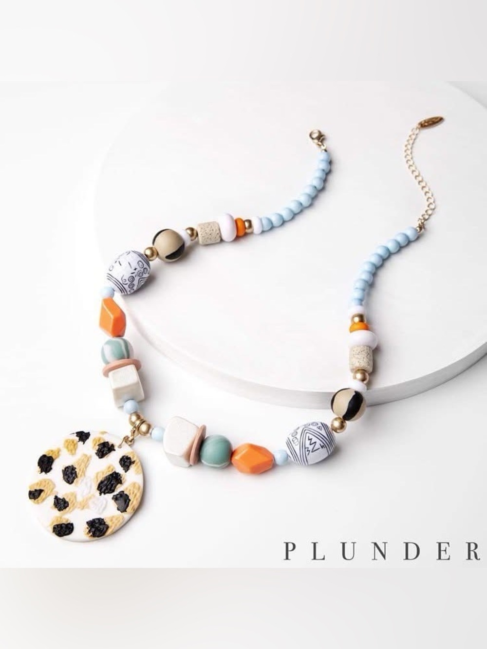 Plunder Statement Necklace Removable Pendant Beaded Boho Colorful